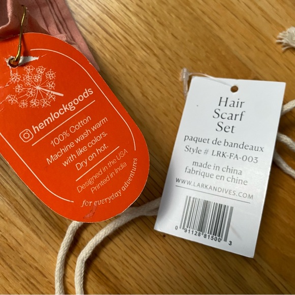 Lark & Ives Hair Scarf Set & Hemlock Bandana Bundle - Pink, Ivory Multicolor NEW - Picture 6 of 10